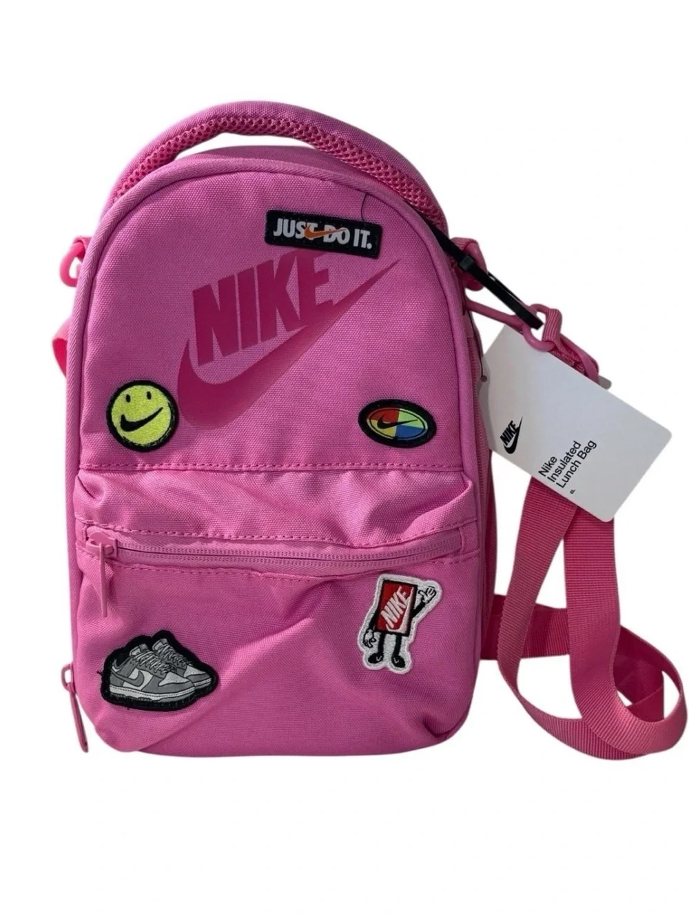 Nike Pink Insulated Lunch Bag with Fun Patches